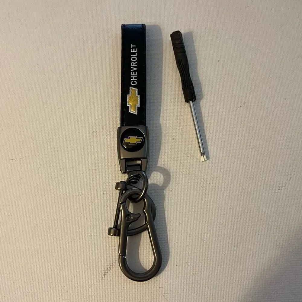Chevrolet fob Keychain in Black leather NWT